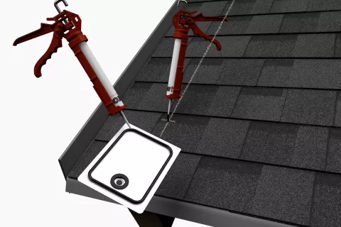 Solar flashing set: Arrange and seal the metal flashing plate