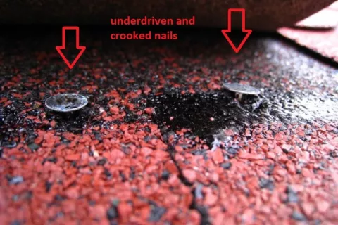 Improper shingle nailing roofer mistakes