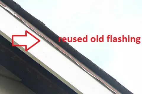Reused old flashing roofer mistakes