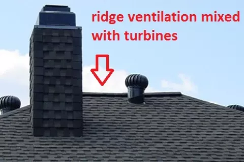 Mixed ventilation on shingle roof. Roofer mistakes.