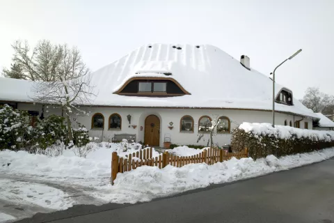 Shingle roof in winter time