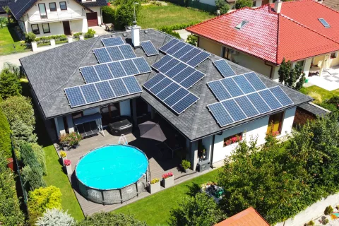 Solar panels on Cambridge roof