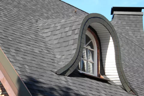 Cambridge shingles on a curved roof