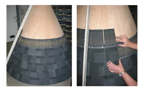 IKO shingles on cone shape