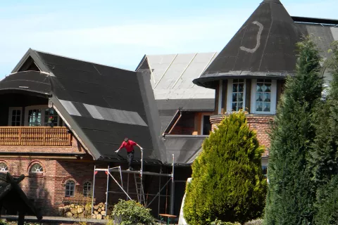 Cone shaped roof details before shingle application