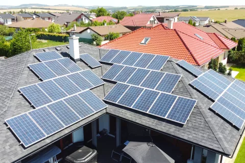 Solar panels on a Cambridge shingle roof