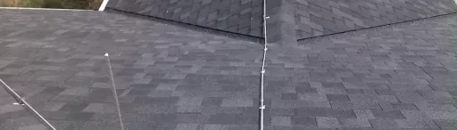 Lightning protection system installed on shingle roof home lightning