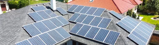 Shingle roof with solar panels