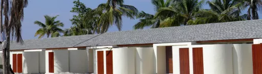 Cambridge roof shingles on a tropical beach resort