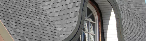 Cambridge shingles on a curved roof