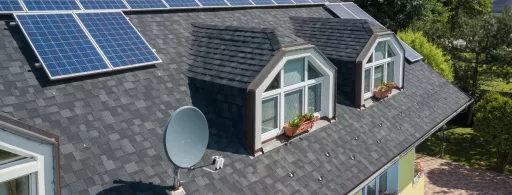 Sonnenkollektoren auf einem IKO Schindeldach