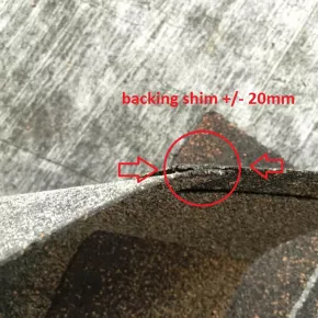 Width of the backing shim of tested product 2 competitors test