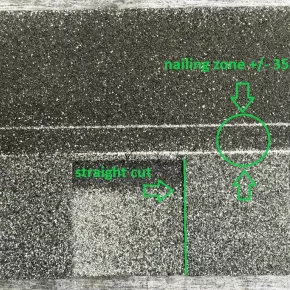 Nailing zone and straight cut IKO laminated shingles competitors test