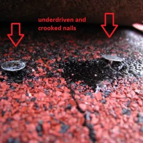 Improper shingle nailing roofer mistakes