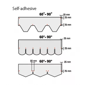 Nailing location IKO self-adhesive roof shingles 60°-90°