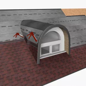 Installation steps for rounded arch dormers 