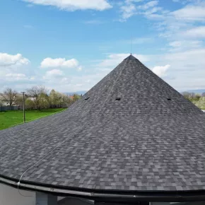 Cambridge shingles on curved roof
