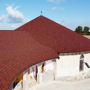 Cambridge shingles on curved roof