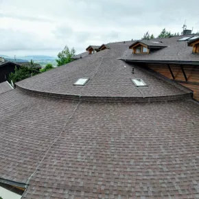 Cambridge shingles on curved roof