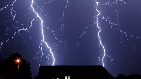 Lightning striking roof, home lightning