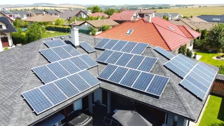 Shingle roof with solar panels