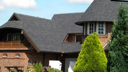 Cone shaped roof details after shingle application